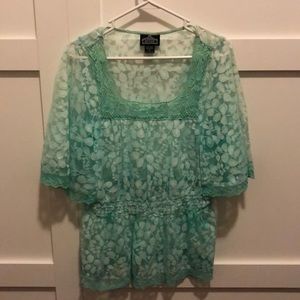 Teal lace top